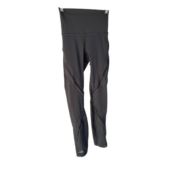 Lululemon sz 2 Black Mesh Panel Leggings Back Pocket Womens - Picture 1 of 5